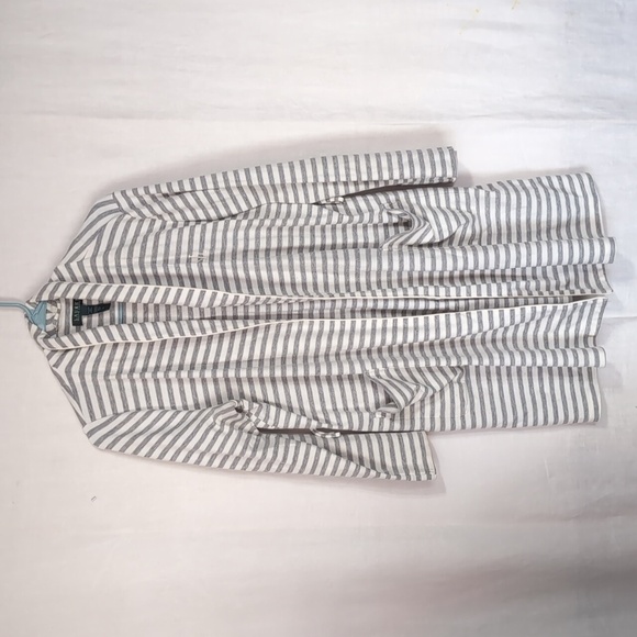 Lauren Ralph Lauren Grey White Striped Robe Size Large MISSING SASH - Picture 1 of 5